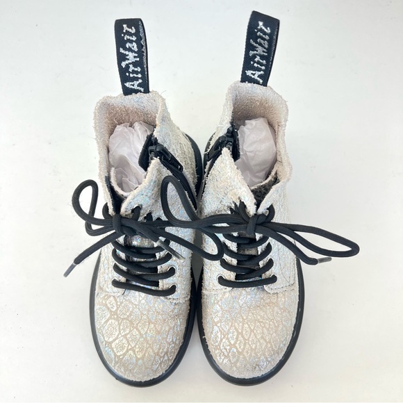 DR. MARTEN 1460 Pascal White Snake Suede Metallic Zip Ankle Boots Sz 12 (girls) - Picture 4 of 10